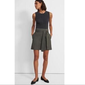 Theory Eco Crunch Belt Shorts in Thyme.